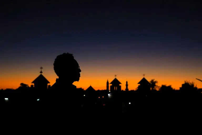 Silhouette of mosque dome at sunset in Asmara Eritrea
